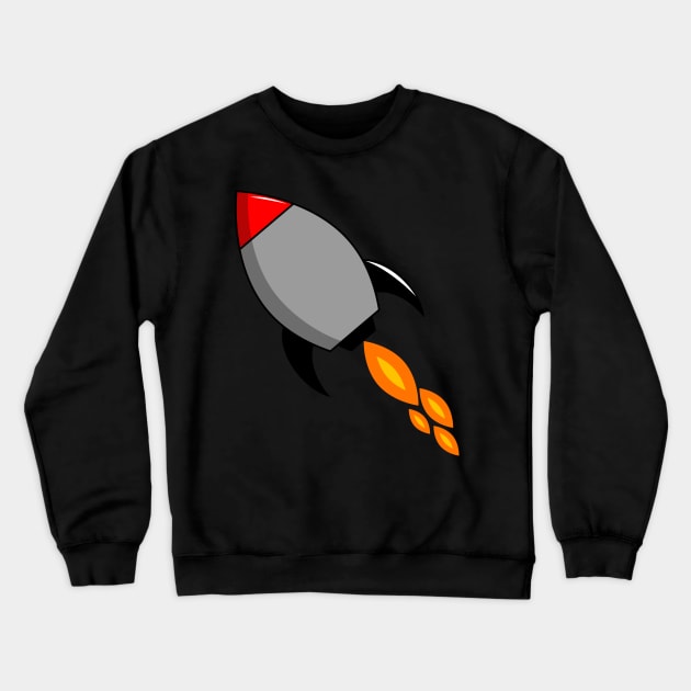 Exciting and Fun Fire Blazing Rocket Cartoon Crewneck Sweatshirt by Normo Apparel